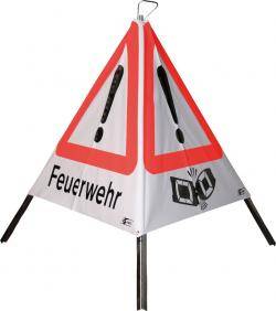 Warn-Zeichen - "Allgemeine Gefahrenstelle" - 700 mm/ 3-seitig - PVC/ Stahl verzinkt - Faltsignal