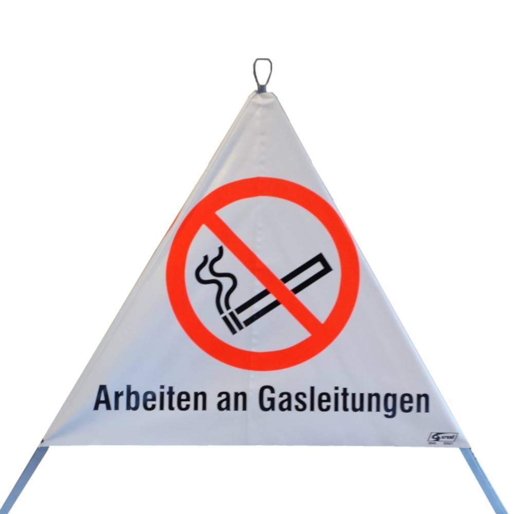 Warn-Zeichen - "Symbol Zigarette" - 900 mm/ 3-seitig - PVC/ Stahl verzinkt - Faltsignal
