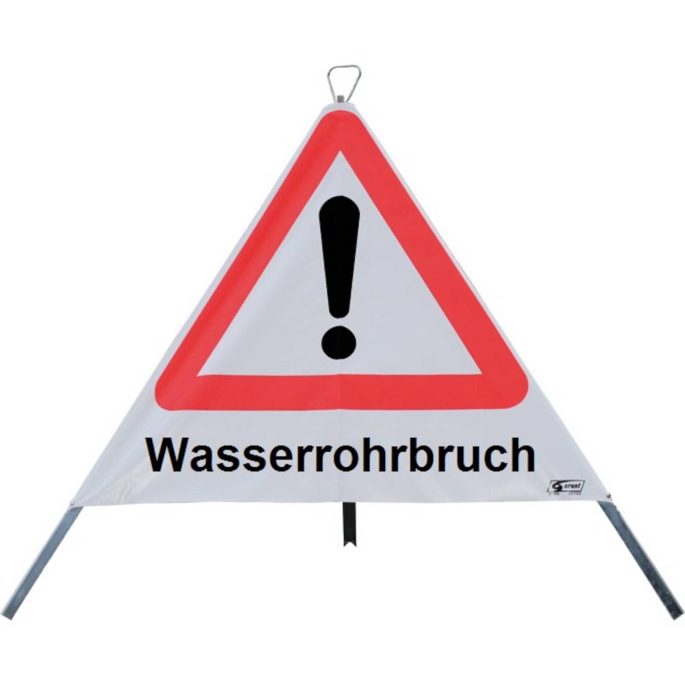Warn-Zeichen - "Allgemeine Gefahrenstelle" - 700 mm/ 3-seitig - PVC/ Stahl verzinkt - Faltsignal