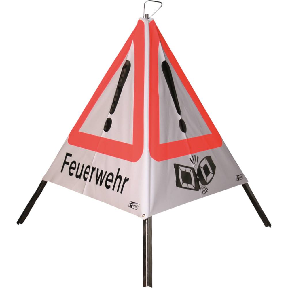 Warn-Schild - "Allgemeine Gefahrenstelle" - 900 mm/ 3-seitig - PVC/ Stahl verzinkt - Faltsignal