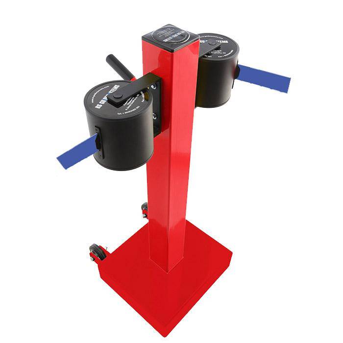 Absperr-Pfosten "GLA 2000" - Gurtlänge 2x20 m - Gurt blau - Metall - mit Rollen