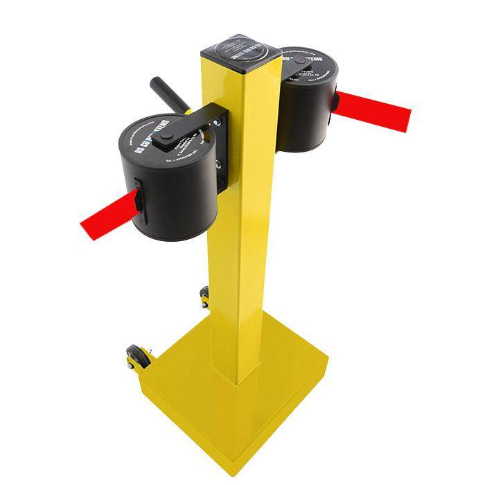 Absperr-Pfosten "GLA 2000" - Gurtlänge 2x20 m - Gurt rot - Metall - mit Rollen