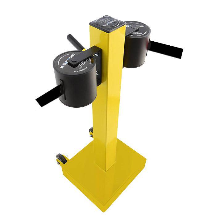 Absperr-Pfosten "GLA 2000" - Gurtlänge 2x20 m - Gurt schwarz - Metall - mit Rollen