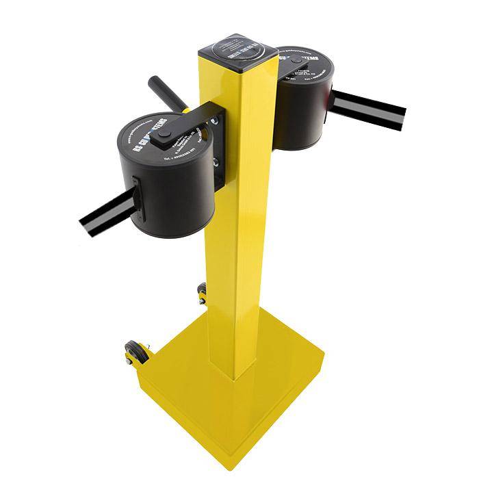 Absperr-Pfosten "GLA 2000" - Gurtlänge 2x20 m - Gurt schwarz/ grau - Metall - mit Rollen