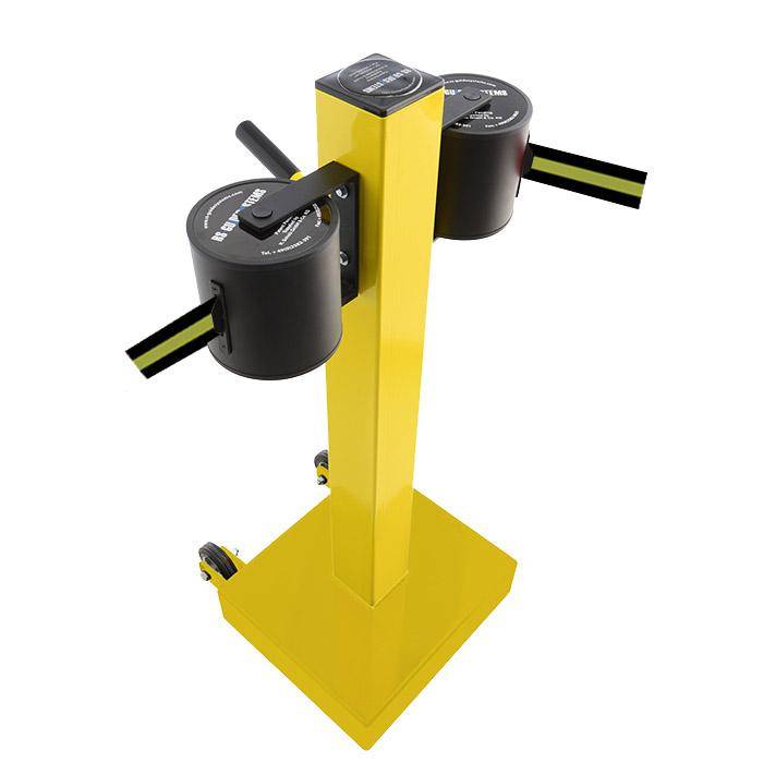 Absperr-Pfosten "GLA 2000" - Gurtlänge 2x20 m - Gurt schwarz/ gelb - Metall - mit Rollen