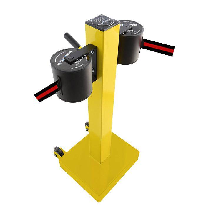 Absperr-Pfosten "GLA 2000" - Gurtlänge 2x20 m - Gurt schwarz/ rot - Metall - mit Rollen