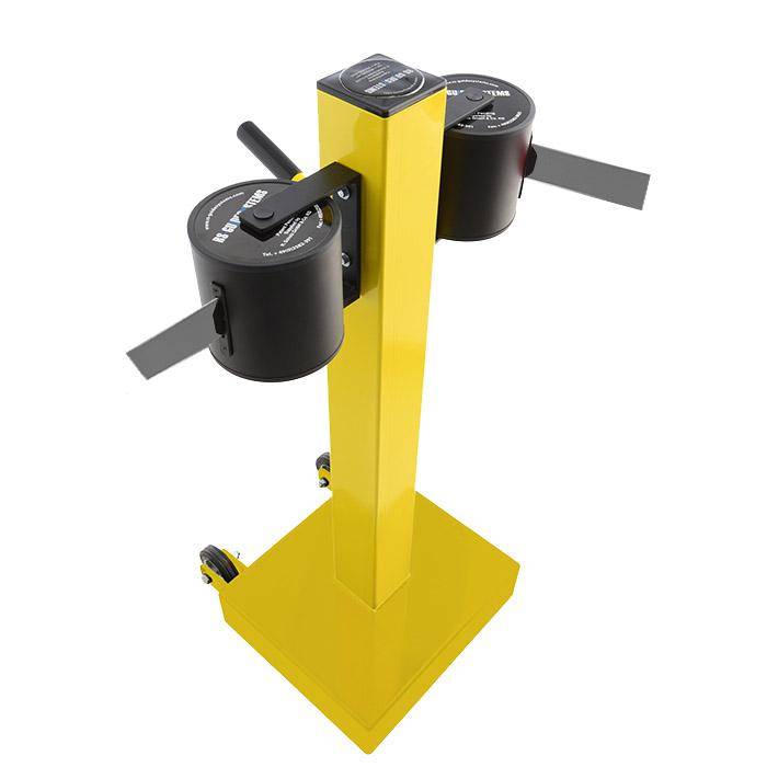 Absperr-Pfosten "GLA 2000" - Gurtlänge 2x20 m - Gurt grau - Metall - mit Rollen