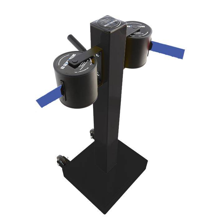 Absperr-Pfosten "GLA 2000" - Gurtlänge 2x20 m - Gurt blau - Metall - mit Rollen