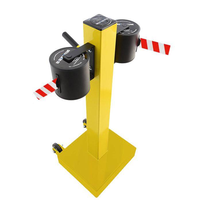 Absperr-Pfosten "GLA 2000" - Gurtlänge 2x20 m - Gurt weiß/rot diag. - Metall - mit Rollen