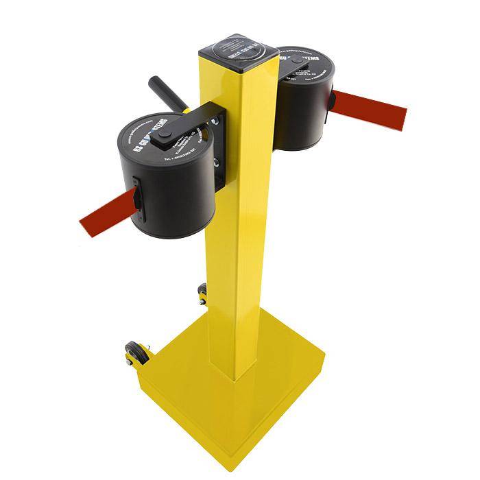 Absperr-Pfosten "GLA 2000" - Gurtlänge 2x20 m - Gurt dunkelrot - Metall - mit Rollen