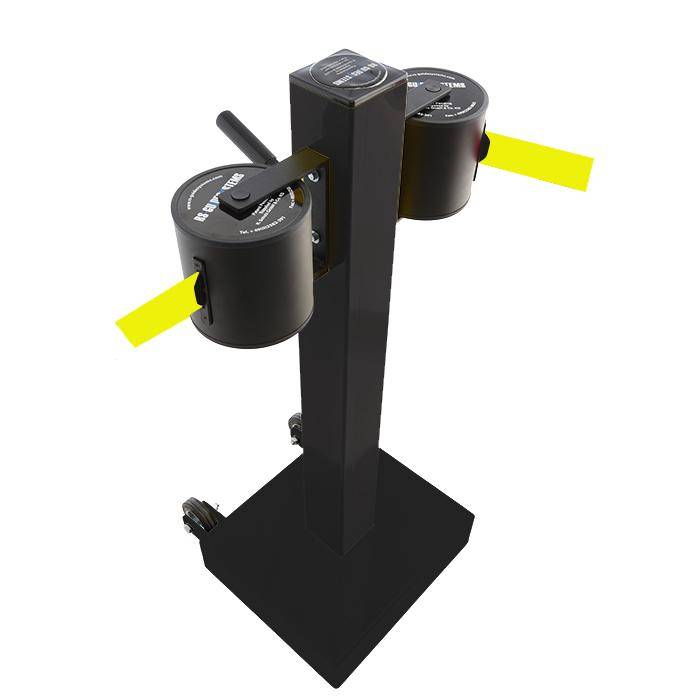 Absperr-Pfosten "GLA 2000" - Gurtlänge 2x20 m - Gurt signalgelb - Metall - mit Rollen