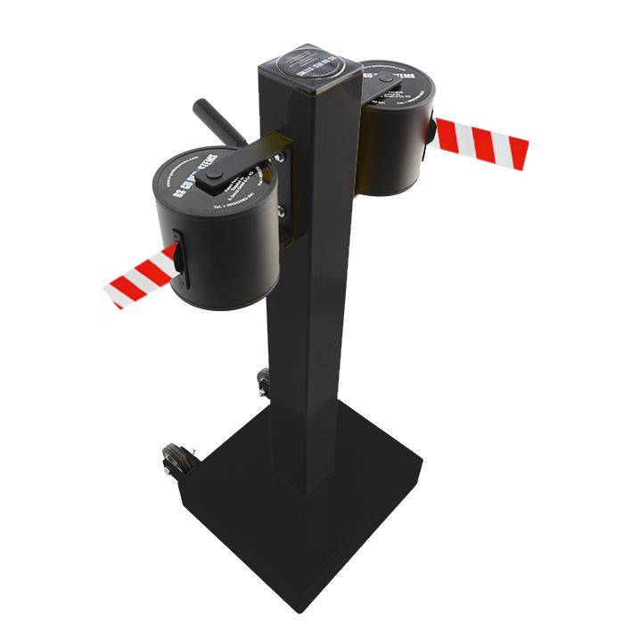 Absperr-Pfosten "GLA 2000" - Gurtlänge 2x20 m - Gurt weiß/rot diag. - Metall - mit Rollen