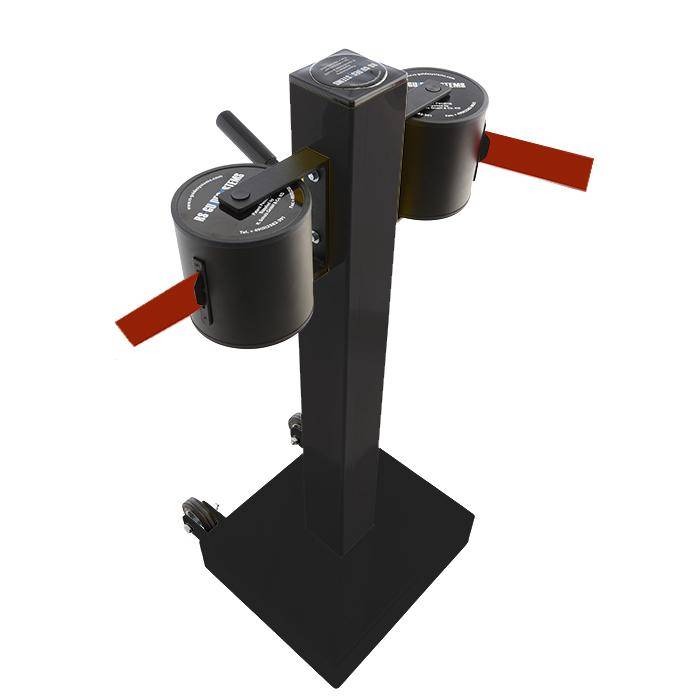 Absperr-Pfosten "GLA 2000" - Gurtlänge 2x20 m - Gurt dunkelrot - Metall - mit Rollen