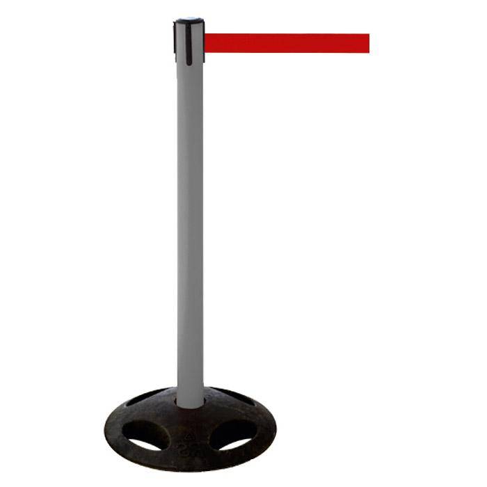 Absperr-Pfosten - "GLA 26" - Höhe 1 m - Gurt 3,8 m - Kunststoff - Gurt rot