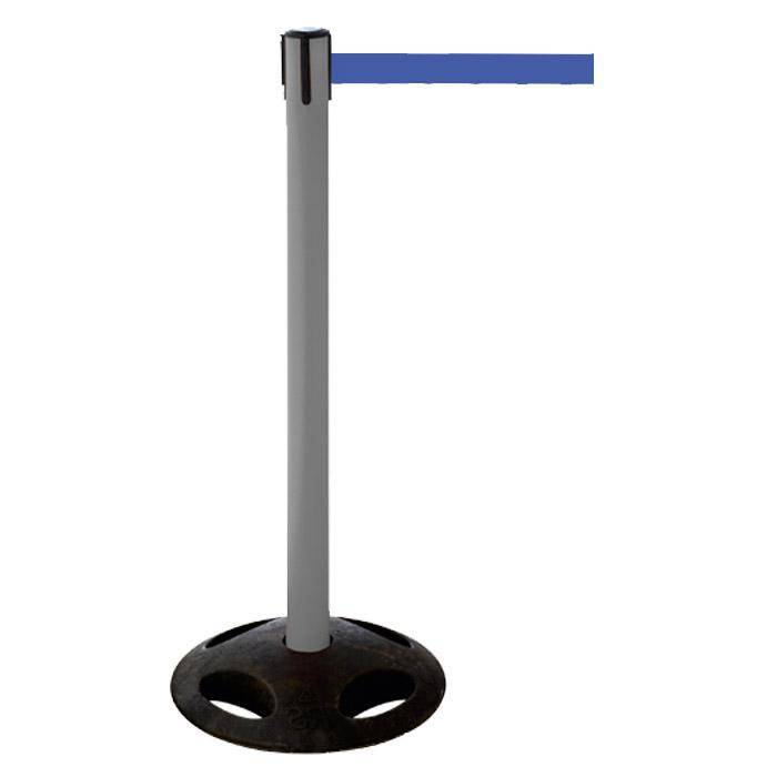 Absperr-Pfosten - "GLA 26" - Höhe 1 m - Gurt 3,8 m - Kunststoff - Gurt blau