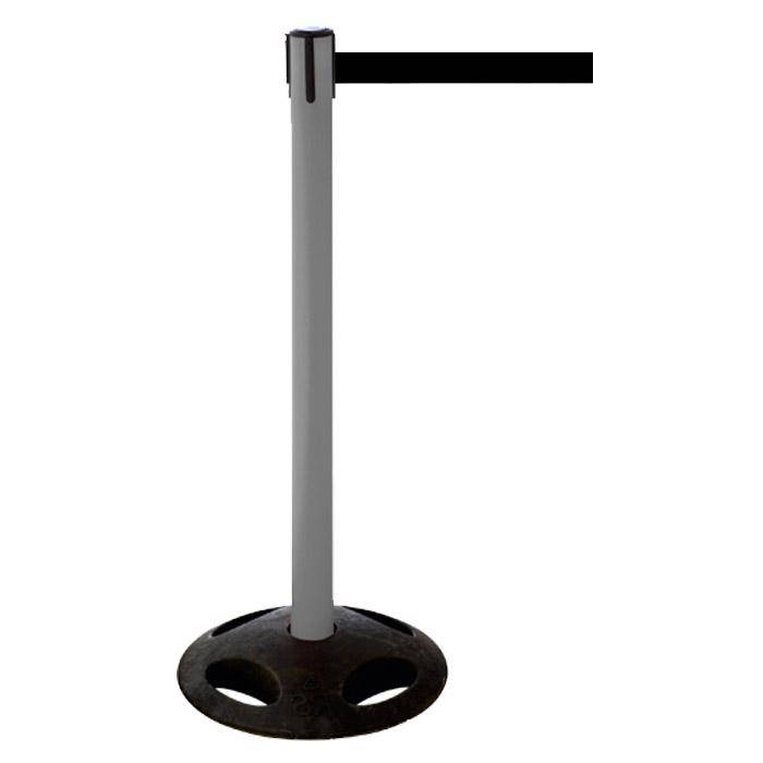 Absperr-Pfosten - "GLA 26" - Höhe 1 m - Gurt 3,8 m - Kunststoff - Gurt schwarz