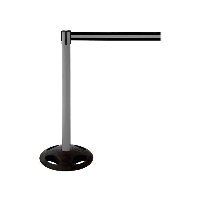 Absperr-Pfosten - "GLA 26" - Höhe 1 m - Gurt 3,8 m - Kunststoff - Gurt schwarz/grau gestreift