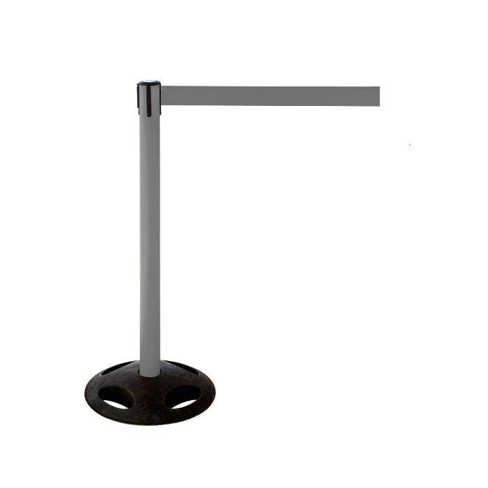 Absperr-Pfosten - "GLA 26" - Höhe 1 m - Gurt 3,8 m - Kunststoff - Gurt grau