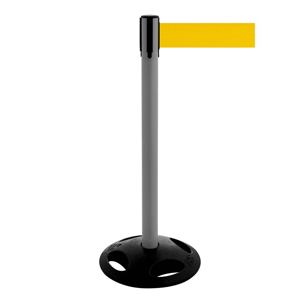 Absperr-Pfosten - "GLA 26" - Höhe 1 m - Gurt 3,8 m - Kunststoff - Gurt signalgelb
