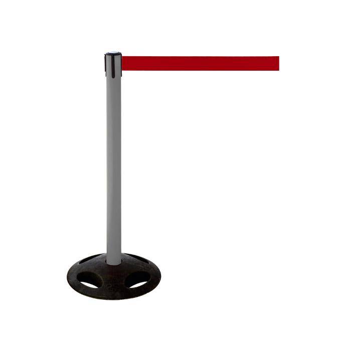 Absperr-Pfosten - "GLA 26" - Höhe 1 m - Gurt 3,8 m - Kunststoff - Gurt dunkelrot