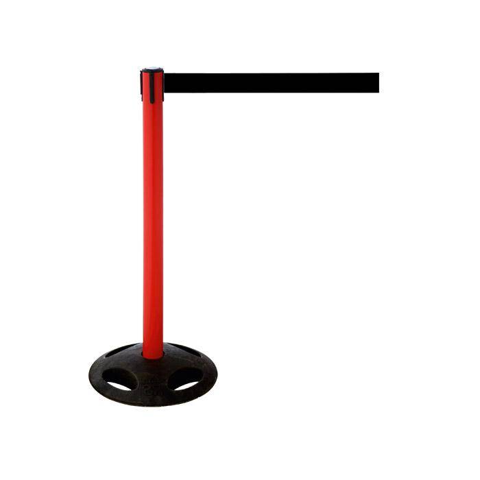 Absperr-Pfosten - "GLA 26" - Höhe 1 m - Gurt 3,8 m - Kunststoff - Gurt schwarz