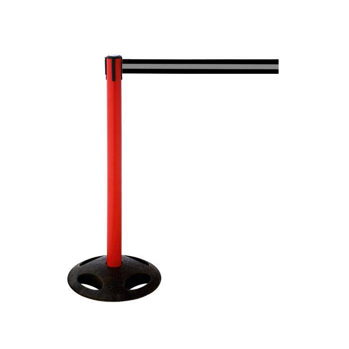 Absperr-Pfosten - "GLA 26" - Höhe 1 m - Gurt 3,8 m - Kunststoff - Gurt schwarz/grau gestreift