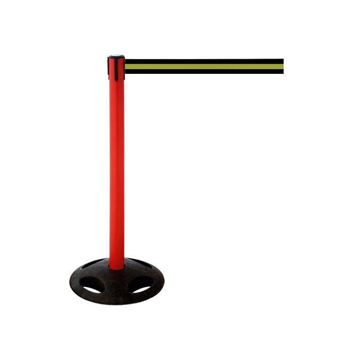 Absperr-Pfosten - "GLA 26" - Höhe 1 m - Gurt 3,8 m - Kunststoff - Gurt schwarz/grau gestreift