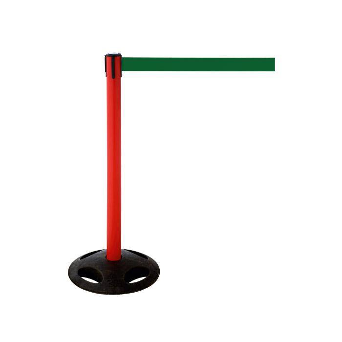 Absperr-Pfosten - "GLA 26" - Höhe 1 m - Gurt 3,8 m - Kunststoff - Gurt grün