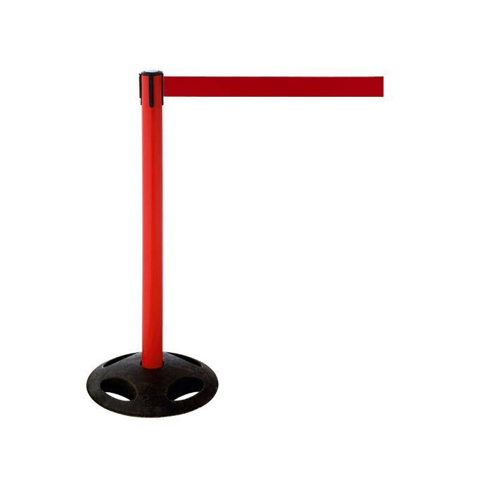 Absperr-Pfosten - "GLA 26" - Höhe 1 m - Gurt 3,8 m - Kunststoff - Gurt dunkelrot