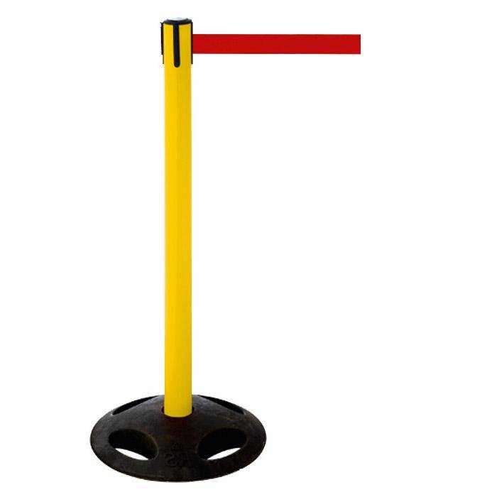 Absperr-Pfosten - "GLA 26" - Höhe 1 m - Gurt 3,8 m - Kunststoff - Gurt rot