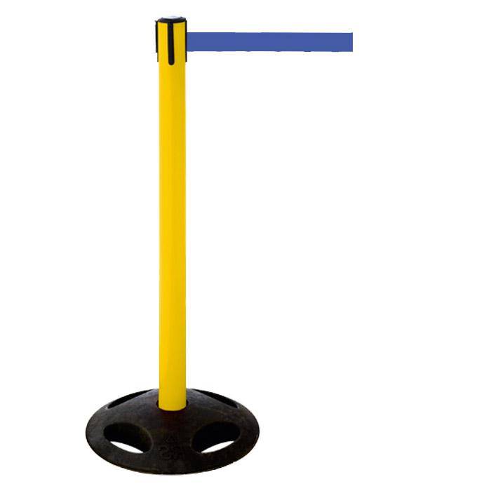 Absperr-Pfosten - "GLA 26" - Höhe 1 m - Gurt 3,8 m - Kunststoff - Gurt blau