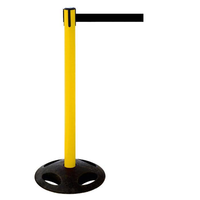 Absperr-Pfosten - "GLA 26" - Höhe 1 m - Gurt 3,8 m - Kunststoff - Gurt schwarz