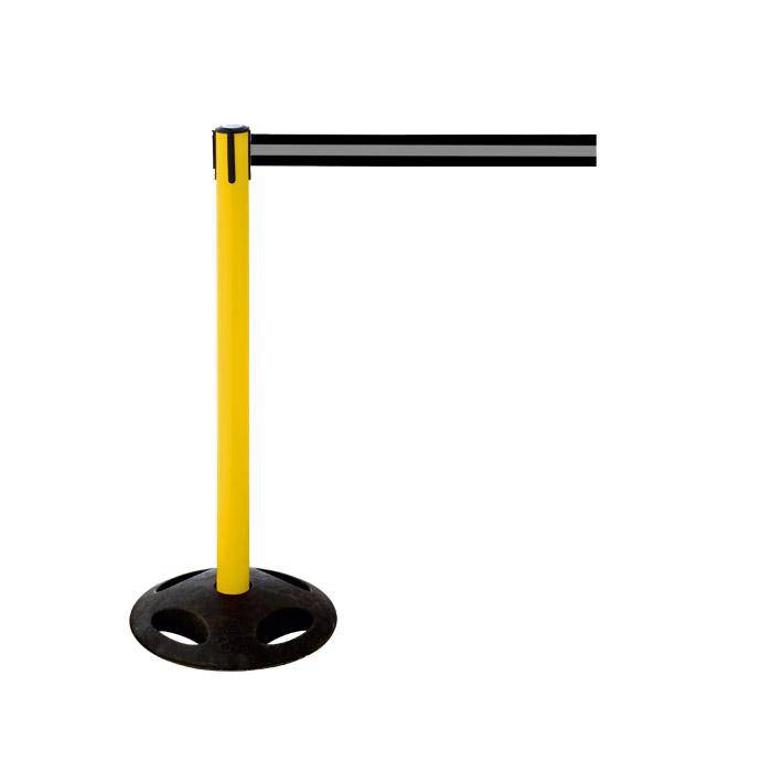 Absperr-Pfosten - "GLA 26" - Höhe 1 m - Gurt 3,8 m - Kunststoff - Gurt schwarz/grau gestreift