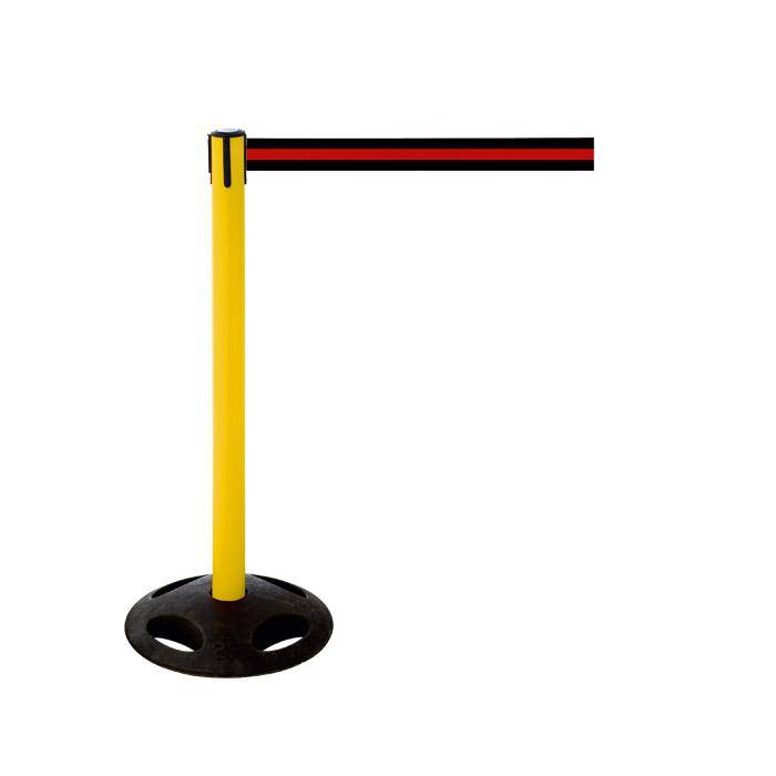 Absperr-Pfosten - "GLA 26" - Höhe 1 m - Gurt 3,8 m - Kunststoff - Gurt schwarz/rot gestreift