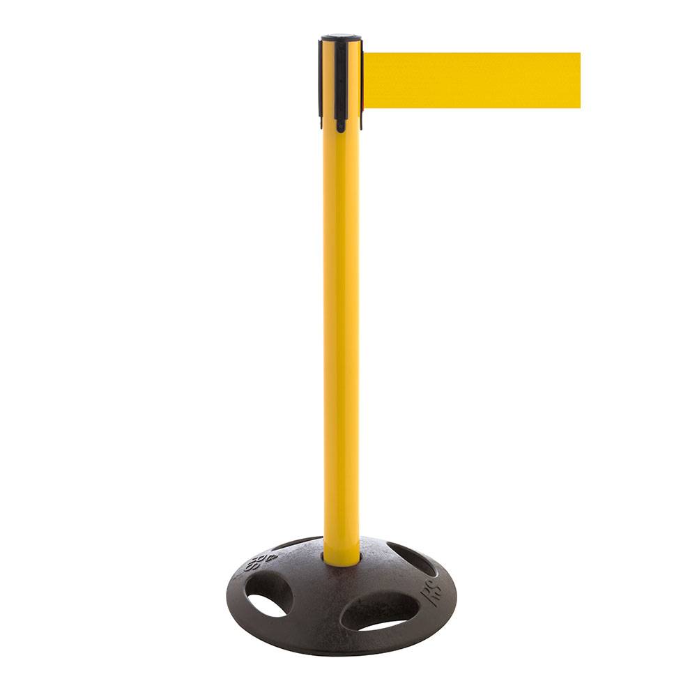 Absperr-Pfosten - "GLA 26" - Höhe 1 m - Gurt 3,8 m - Kunststoff - Gurt signalgelb