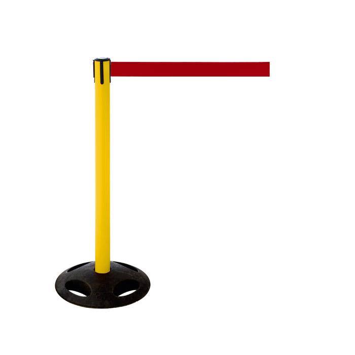 Absperr-Pfosten - "GLA 26" - Höhe 1 m - Gurt 3,8 m - Kunststoff - Gurt dunkelrot