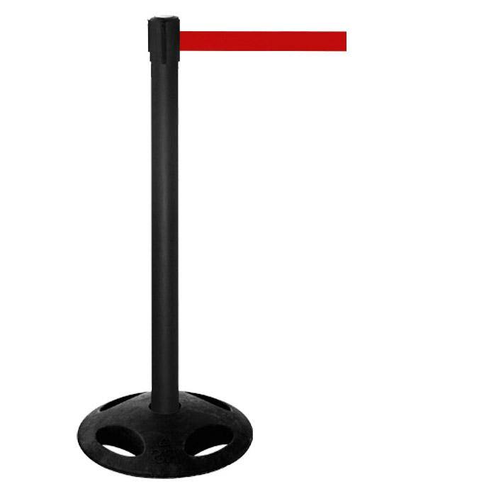 Absperr-Pfosten - "GLA 26" - Höhe 1 m - Gurt 3,8 m - Kunststoff - Gurt rot