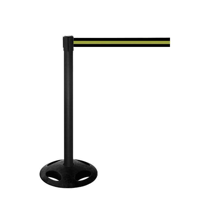 Absperr-Pfosten - "GLA 26" - Höhe 1 m - Gurt 3,8 m - Kunststoff - Gurt schwarz/gelb gestreift