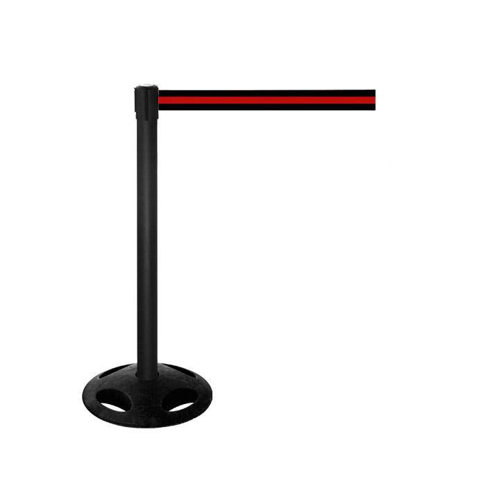 Absperr-Pfosten - "GLA 26" - Höhe 1 m - Gurt 3,8 m - Kunststoff - Gurt schwarz/rot gestreift