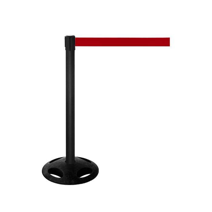 Absperr-Pfosten - "GLA 26" - Höhe 1 m - Gurt 3,8 m - Kunststoff - Gurt dunkelrot