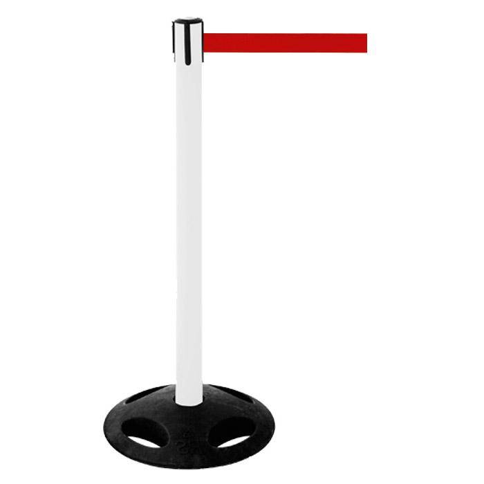 Absperr-Pfosten - "GLA 26" - Höhe 1 m - Gurt 3,8 m - Kunststoff - Gurt rot