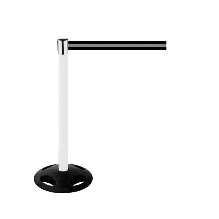 Absperr-Pfosten - "GLA 26" - Höhe 1 m - Gurt 3,8 m - Kunststoff - Gurt schwarz/grau gestreift