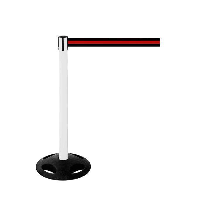 Absperr-Pfosten - "GLA 26" - Höhe 1 m - Gurt 3,8 m - Kunststoff - Gurt schwarz/rot gestreift