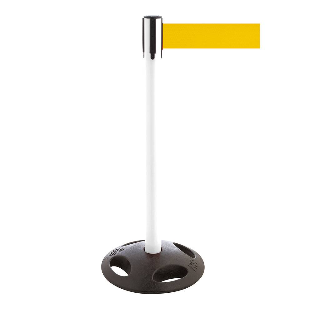 Absperr-Pfosten - "GLA 26" - Höhe 1 m - Gurt 3,8 m - Kunststoff - Gurt signalgelb