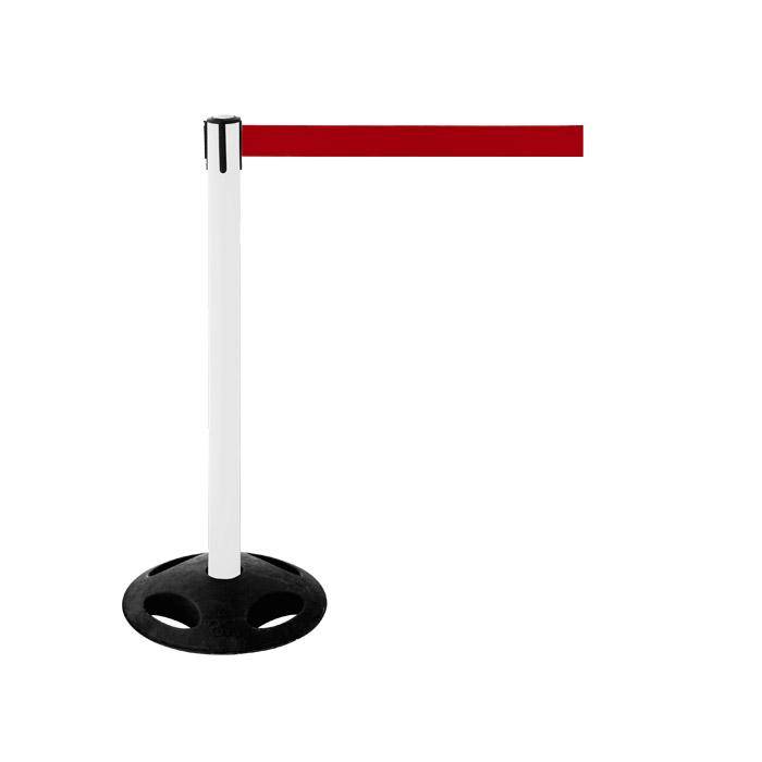 Absperr-Pfosten - "GLA 26" - Höhe 1 m - Gurt 3,8 m - Kunststoff - Gurt dunkelrot