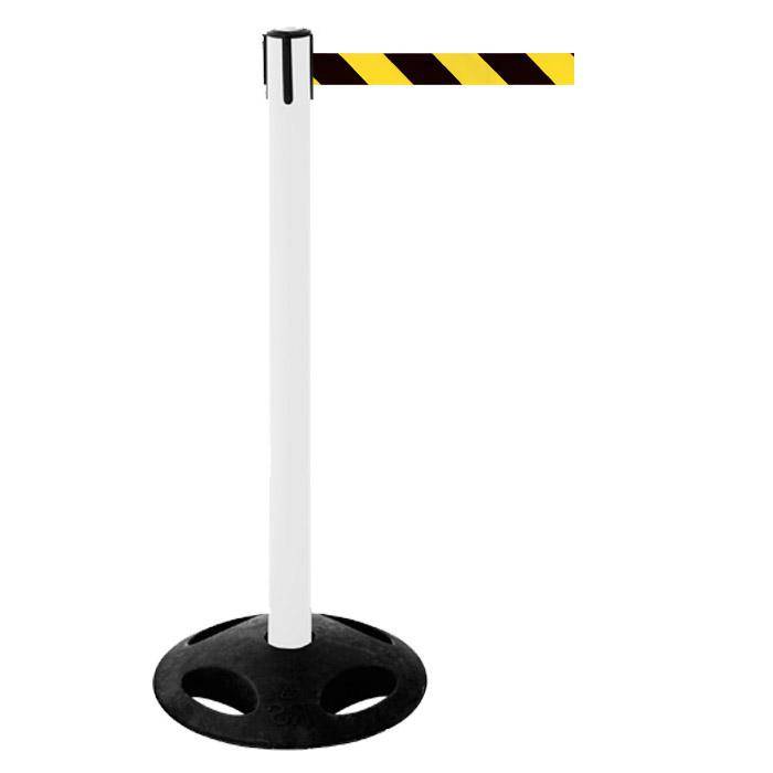 Absperr-Pfosten - "GLA 26" - Höhe 1 m - Gurt 3,8 m - Kunststoff - Gurt schwarz/grau diag.