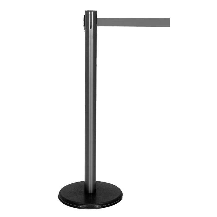 Absperr-Pfosten - "GLA 29" - Höhe 1 m - Gurt 2,3 m - Kunststoff - Gurt grau