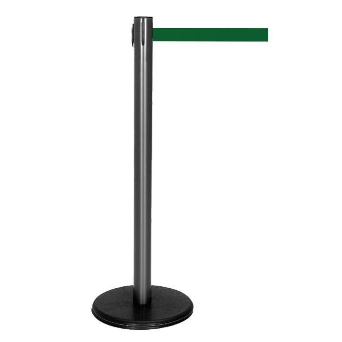 Absperr-Pfosten - "GLA 29" - Höhe 1 m - Gurt 2,3 m - Kunststoff - Gurt grün