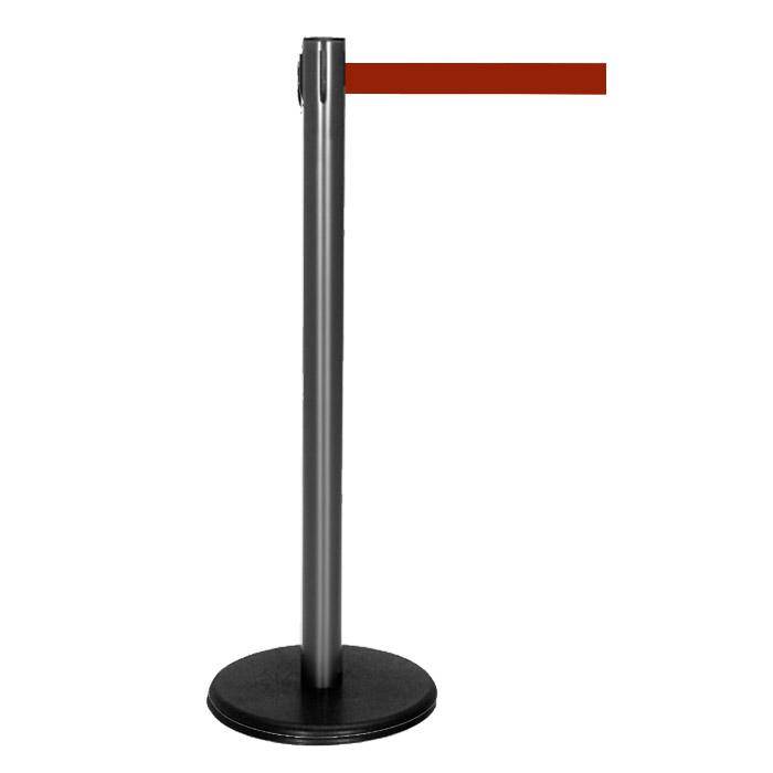 Absperr-Pfosten - "GLA 29" - Höhe 1 m - Gurt 2,3 m - Kunststoff - Gurt dunkelrot