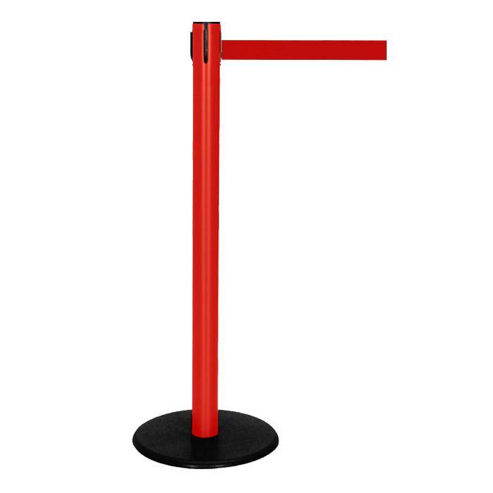 Absperr-Pfosten - "GLA 29" - Höhe 1 m - Gurt 2,3 m - Kunststoff - Gurt schwarz/grau gestreift